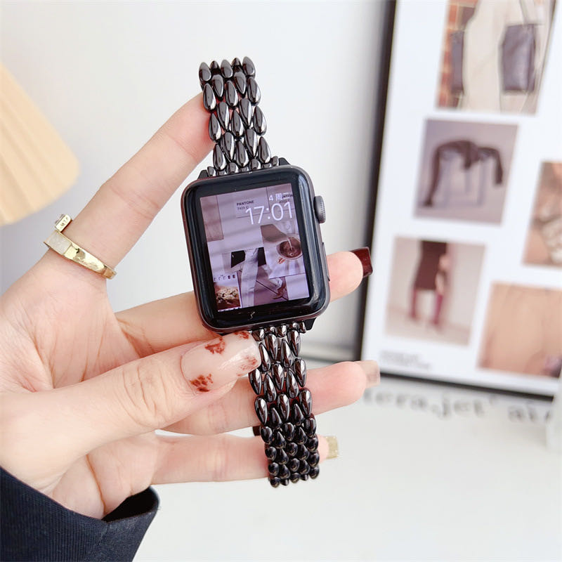 For Apple Watch Series 9 8 7 41mm / Series 6 5 4 SE (2022) SE (2023) SE 40mm / Series 3 2 1 38mm Zinc Alloy Wrist Strap - Black For Apple Watch Series 9 8 7 41mm / Series 6 5 4 SE (2022) SE (2023) SE 40mm / Series 3 2 1 38mm Zinc Alloy Wrist Strap - Black